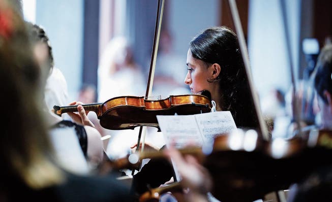 Blick in die Reihen des Astona-Orchesters am Galakonzert. (Bild: Stefan Kaiser, Edlibach, 26. Juli 2019)