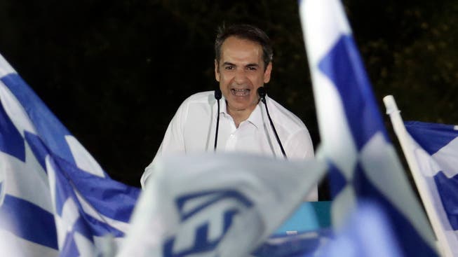 Der nächste Premier? Oppositionsführer Kyriakos Mitsotakis bei einer Wahlkampfveranstaltung in Athen. (Bild: Getty Images)