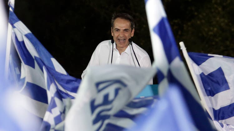 Der nächste Premier? Oppositionsführer Kyriakos Mitsotakis bei einer Wahlkampfveranstaltung in Athen. (Bild: Getty Images)