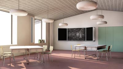 Die Visualisierungen zeigen ein modernes Schulhaus, das der wachsenden Zahl der Schulkinder genügend Platz bietet. (Bilder: PD)