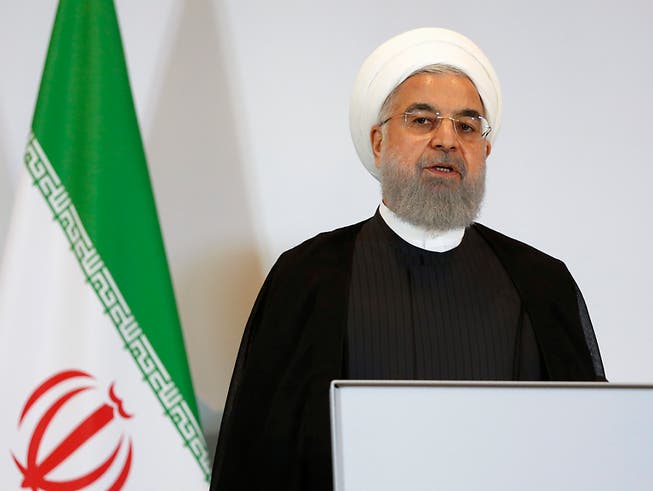 Der iranische Präsident Ruhani lud in seiner Rede vor der Uno-Vollversammlung alle Anrainerstaaten der strategisch wichtigen Strasse von Hormus am Persischen Golf zur gemeinsamen Lösung von Konflikten ein. (Bild: KEYSTONE/PETER KLAUNZER)
