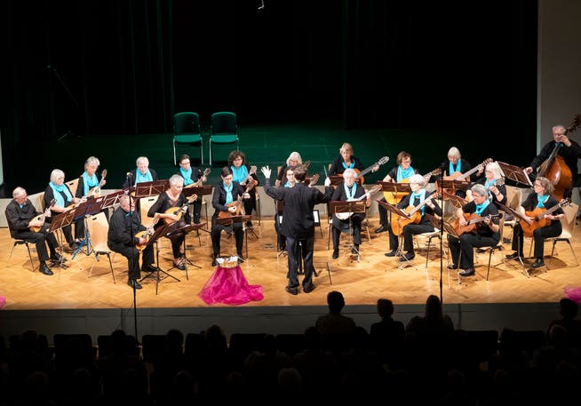 Das Mandolinenorchester Baar im Gemeindesaal unter der Leitung von Pavel Pozdnyakov. (Bild: Roger Zbinden, 28. September 2019)