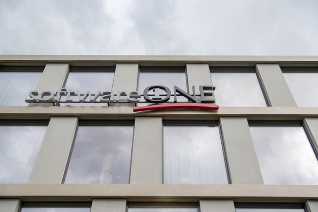 Das Logo der Firma SoftwareOne am Hauptsitz in Stans. (Bild: Urs Flüeler/Keystone, 30. September 2019)