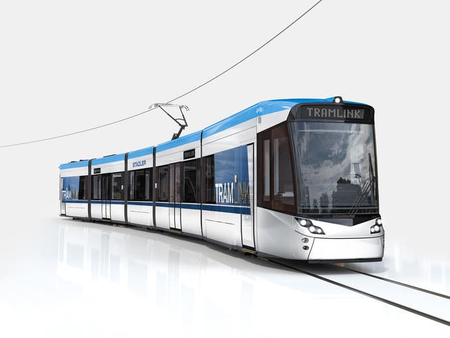 So sehen die neuen Trams von Stadler für die Stadt Bern aus. (Visualisierung: PD)