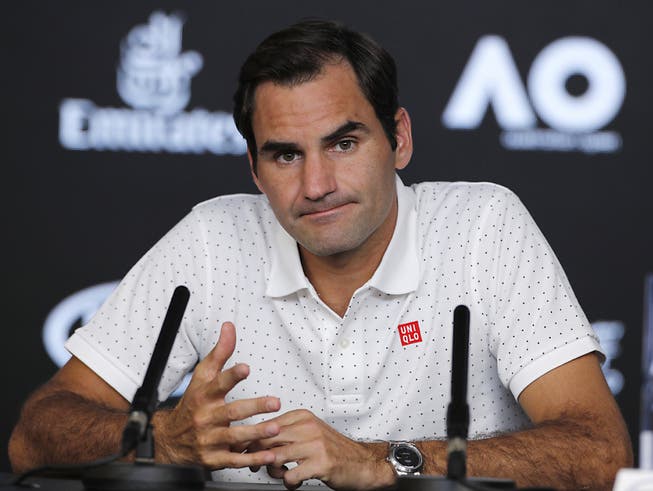 Roger Federer stand am Samstag der internationalen Presse Red und Antwort