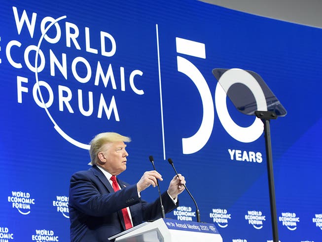Lobt seine Wirtschaftspolitik: US-Präsident Donald Trump bei seiner Rede am WEF in Davos.