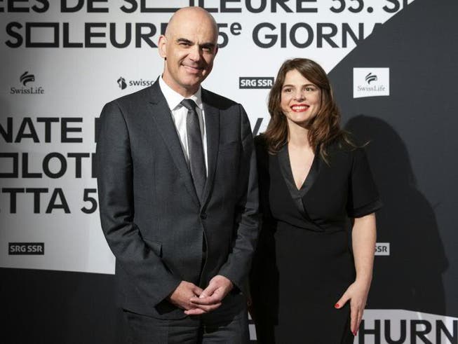 Bundesrat Alain Berset und die neue Direktorin Anita Hugi bei der Eröffnung der 55. Solothurner Filmtage.