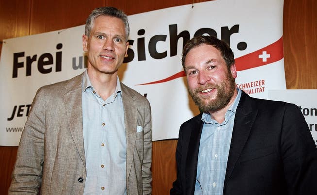 Bruno Dudli, Präsident der SVP-Kreispartei, und Nationalrat Lukas Reimann, der über den Vorsorgeauftrag informierte.