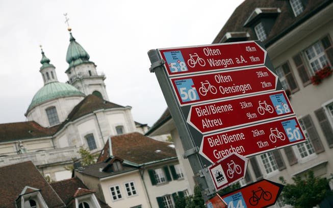 Velowegbeschilderung in der Stadt Solothurn