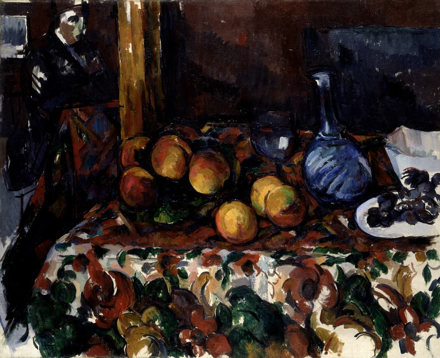 Paul Cézannes «Pfirsiche, Karaffe und Figur» (um 1900).