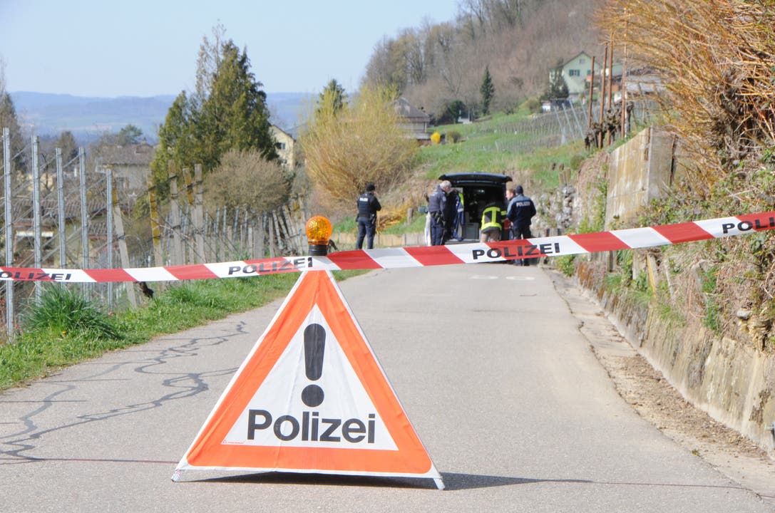 Polizei und Spurensicherung fanden schon am Sonntag, 22. März, Rückstände eines detonierten Sprengkörpers im Klingnauer Rebberg.
