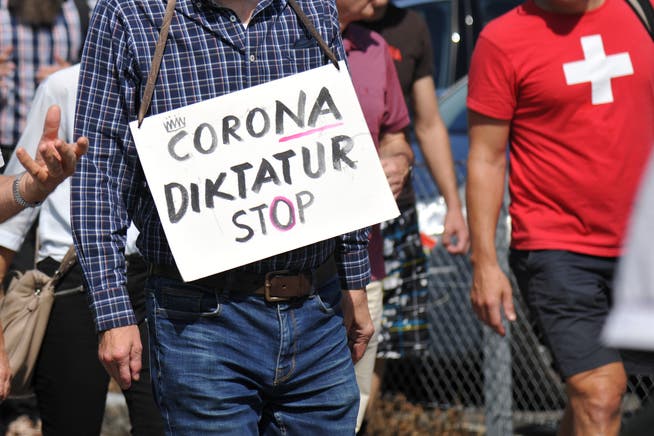 Teilnehmer einer Anti-Corona-Demo in Flüelen. Der Verein «Freunde der Verfassung» lanciert das Referendum gegen das Covid-19-Gesetz. 