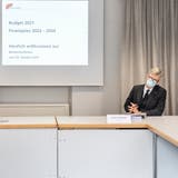 Medienkonferenz zum Budget 2021 der Stadt Frauenfeld: Reto Angehrn, Leiter Finanzamt, und Stadtpräsident Anders Stokholm. (Bild: Andrea Stalder)