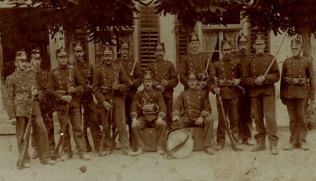 Birmenstorfer Wehrmänner 1914. Ein bisher unveröffentlichtes Foto.