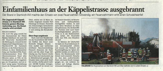 5½ Jahre nach dem Brand vom 28. September 2009 in Starrkirch-Wil urteilte das Bundesgericht im Schadenstreit.