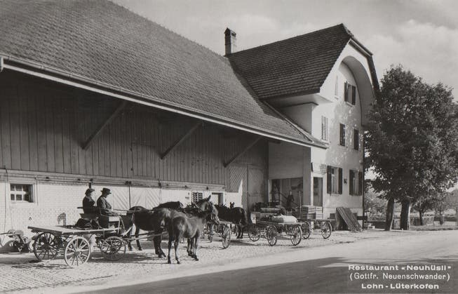 Fuhrwerks- und Wirtschaftshalt 1934 bei Gottfried Neuenschwander.