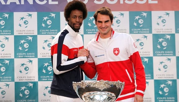 Gaël Monfils und Roger Federer vor dem Showdown in Lille.