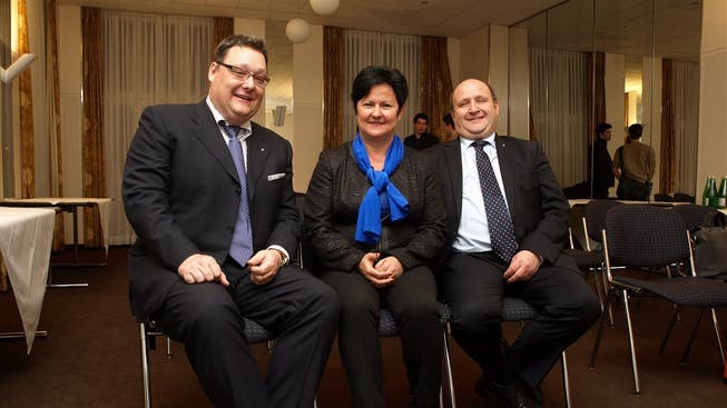 Kandidaten: Von links Marc Thommen (Nationalrat), Marianne Meister (Ständerat) und Peter Hodel (Nationalrat).