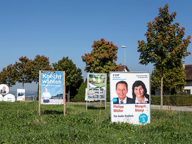 Wahlplakate im Aargau: Die Wahlanalyse der «Schweiz am Sonntag» stützt sich auf die Situation in allen Kantonen. (Archivbild)