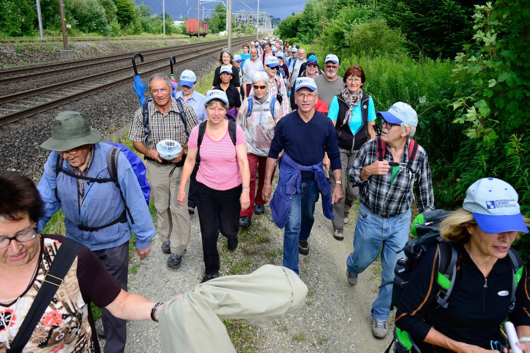 223 Leserwanderer auf der ersten Abendetappe auf dem Weg Richtung Aarau