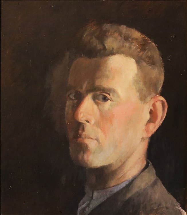 Arthur Wiss: Selbstporträt (Öl, 41×35 cm, unsigniert).