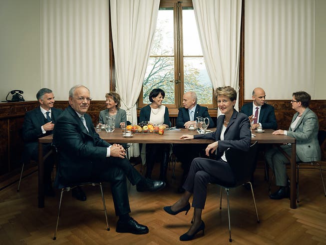 Das offizielle Bundesratsfoto 2015. Anfang Juli werden die Bundesräte nach Biel fahren.