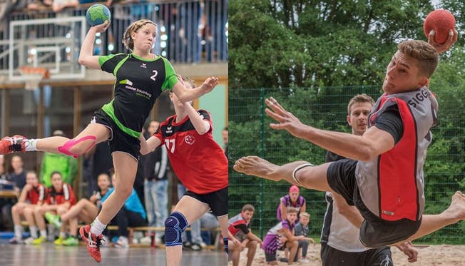 Die Geschwister Dimitra Hess (l.) und Mirko Hess lieben Handball, sie in der Halle, er im Sand.