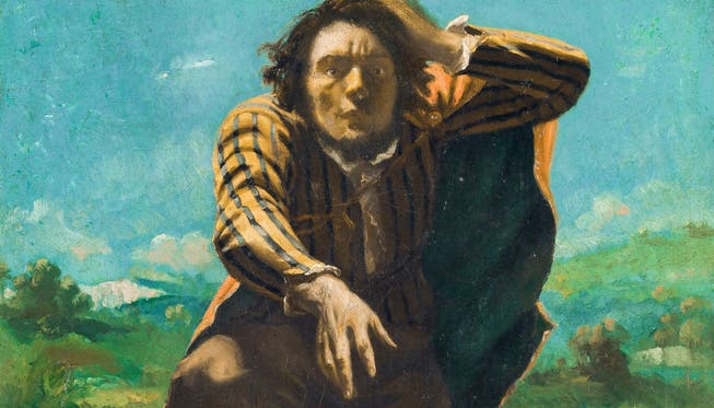 Ausschnitt aus dem Selbstporträt von Gustave Courbet mit dem Namen «Der vor Angst Wahnsinnige». Es entstand um 1844/45 und erzählt uns vom Künstler, der sich ins ungewisse Neue der Kunst stürzt.