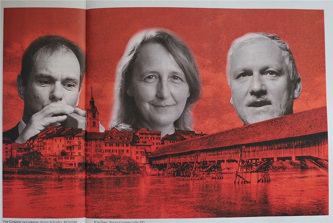 Die Weltwoche ortet einen roten «Oltner Sozialfilz». Ihre Illustration zum Artikel zeigt Peter Schafer, Brigitte Kissling und Peter Gomm.