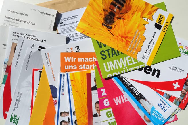 Ein Wahlcouvert mit Inhalt zu den diesjährigen Nationalrats- und Ständeratswahlen aus dem Kanton Solothurn.