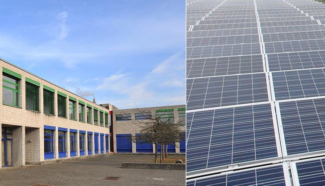 Auf dem Dach des Hauptsgebäudes des Schulhauses Schützenmatt wird eine Photovoltaikanlage installiert.
