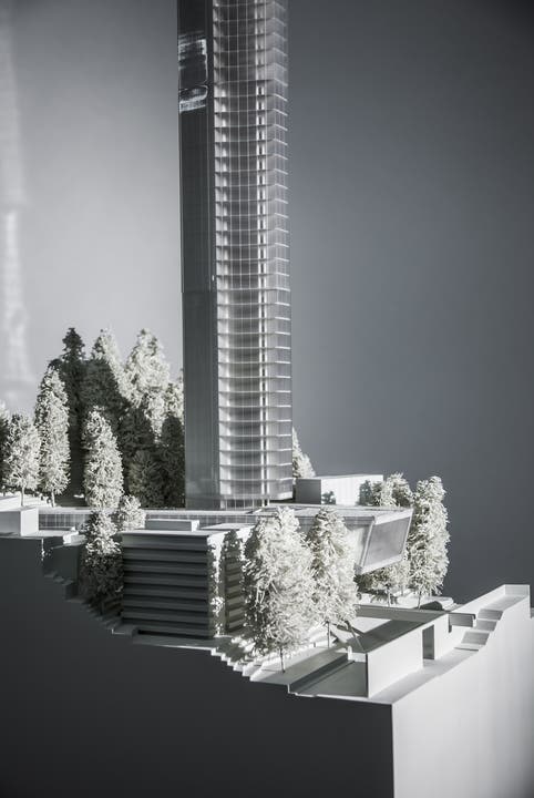 So soll der 381 Meter hohe Turm in Vals aussehen