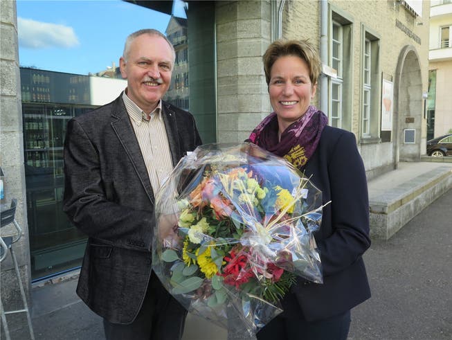 Toni Zaugg und Beatrice Baumgartner-Sterki; sie nahm für Gatte Raimund Baumgartner den Milestone entgegen.