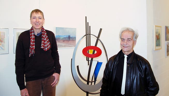 Stefan Grütter (l.) und Walter Baumann in der Galerie ArteSol; es fehlt Gérard Testa.
