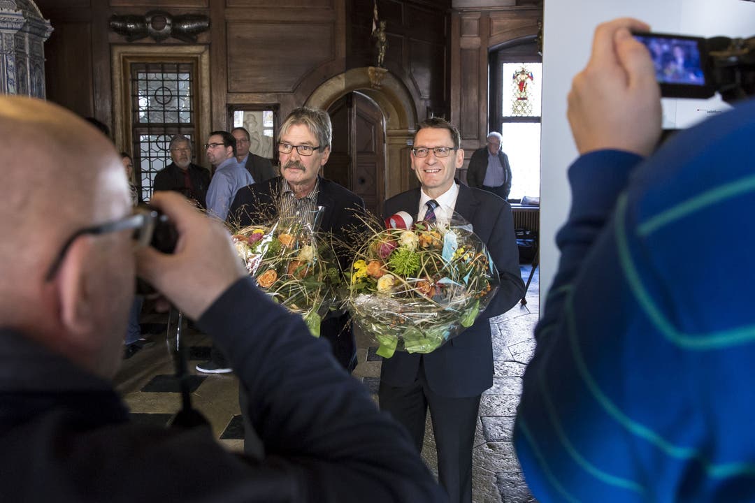 Blumen für die wieder bestätigten Solothurner Ständeräte