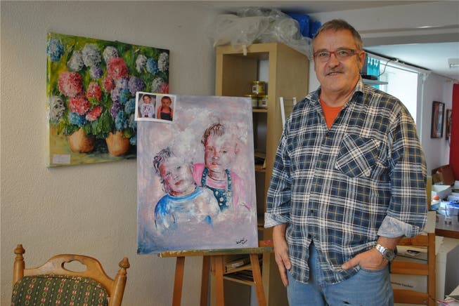 Künstler Ruedi Keller in seinem Atelier an der Bahnhofstrasse in Möhlin.