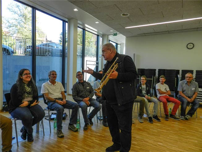 Trompeter und Musikpädagoge Malte Burba am Brass-Workshop. Jörg Baumann