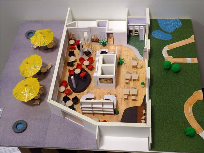 Modell des Projekts Oase, das beim Lehrlingswettbewerb zur Gestaltung des Gemeinschaftsortes im Quartier Im Lenz den Sonderpreis gewonnen hat.
