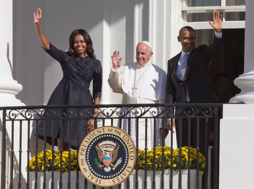 Papst Franziskus in den USA Der Papst war im September 2015 zu Besuch bei den Obamas im Weissen Haus.