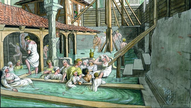 Das Verenabad auf dem Kurplatz um 1812: Wird der Bädergeschichte beim Bau des neuen Bads Rechnung getragen?historisches Museum