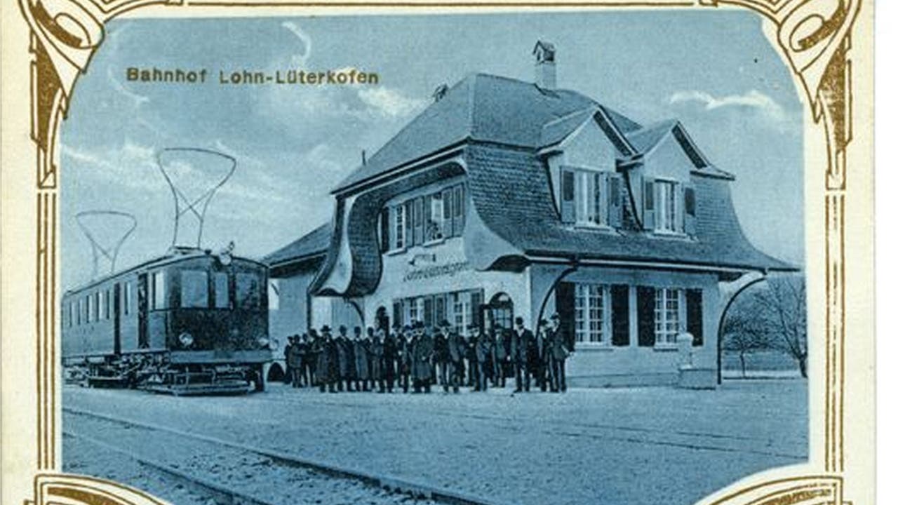 Ansichtskarte der Bahneröffnung vom 10.04.1916 mit prominenten Gästen