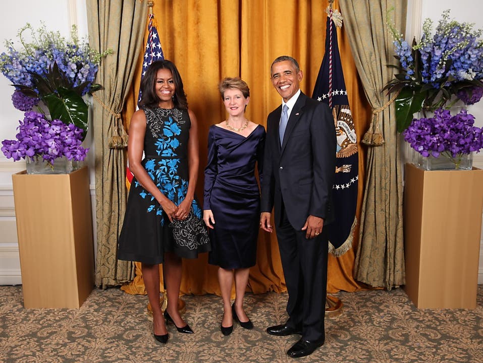 September 2016: Bundespräsidentin Simonetta Sommaruga beim Empfang durch Michelle und Barack Obama in New York.