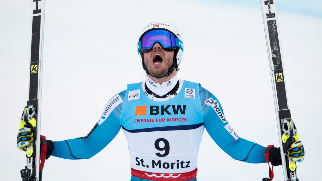 Kjetil Jansrud aus Norwegen schafft es auf den zweiten Platz.