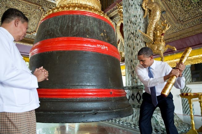November 2009: Obama in Burma in der Shwedagon Pagoda