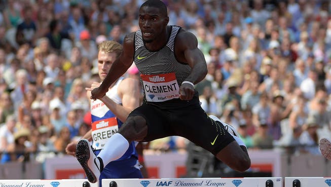Kerron Clement (USA), Olympiasieger von Rio über 400m Hürden.