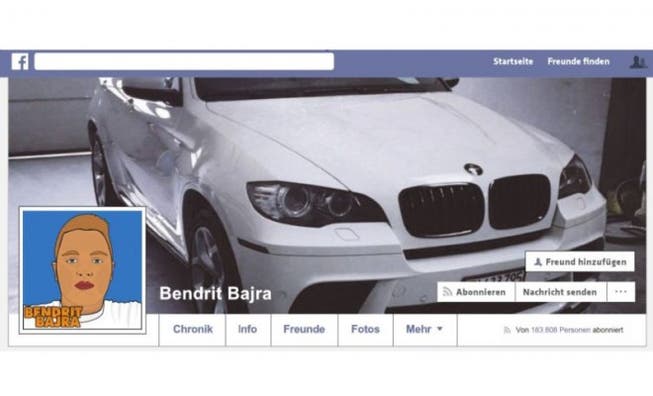 Lockt auf seinem Facebook-Profil mit Witzen Fans und Sponsoren an: BMW-Fan Bendrit Bajra. Foto: Facebook