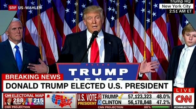 Trump verspricht an der Wahlparty in New York: "Ich werde ein Präsident für alle Amerikaner sein."