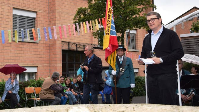 Oliver Gerlinger in Aktion: Hier an der Eröffnung des 950-Jahr-Jubiläums der Gemeinde Schinznach-Bad im August 2014.
