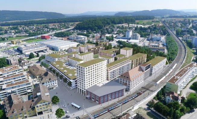 So könnte der neue Standort des Joint Venture aussehen: Das Quartier «Im Lenz» am Bahnhof Lenzburg. Visualisierung: Losinger Marazzi