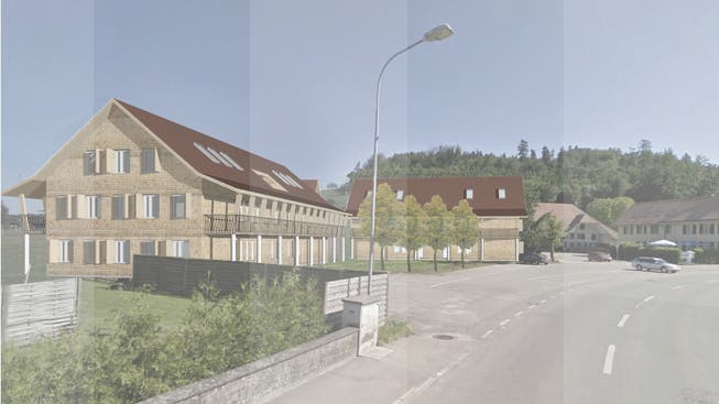 Zwei der vier geplanten Mehrfamilienhäuser in Lüterkofen